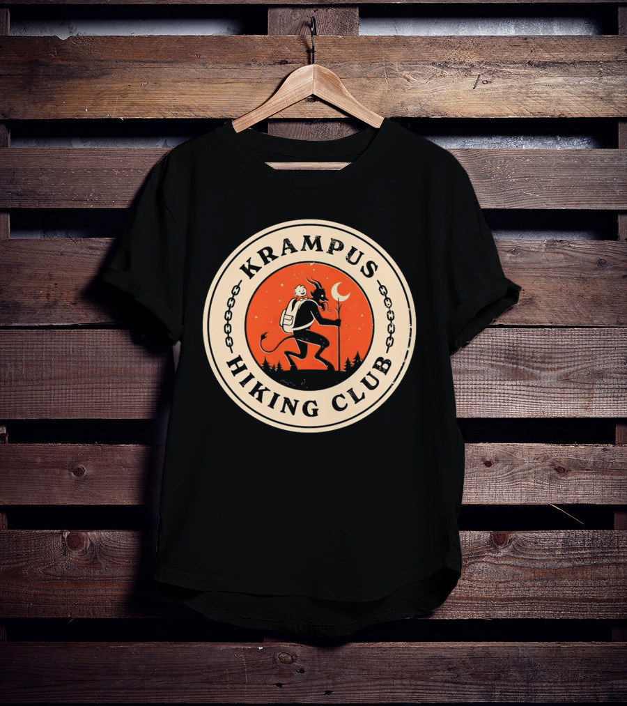 Krampus Hiking Club Moonlit Forest Adventure T-Shirt