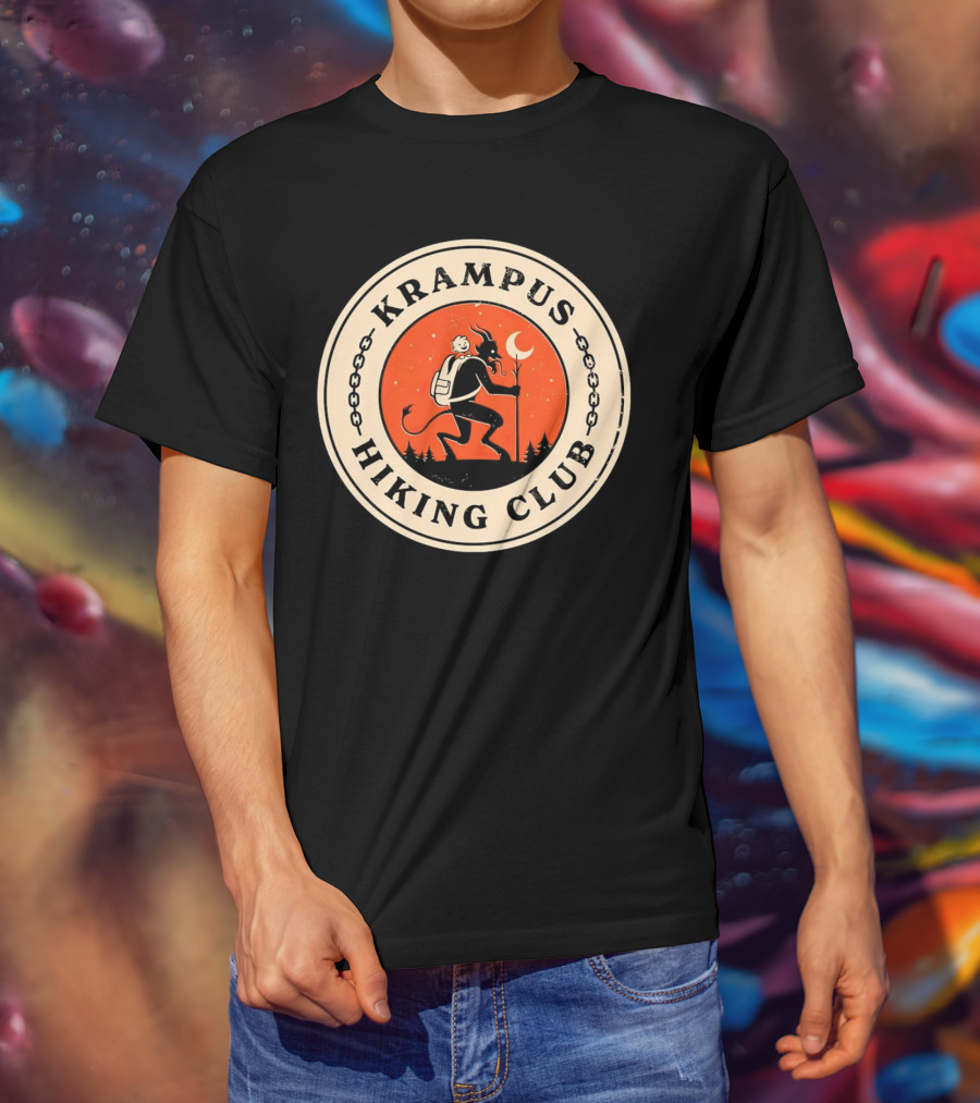 Krampus Hiking Club Moonlit Forest Adventure T-Shirt