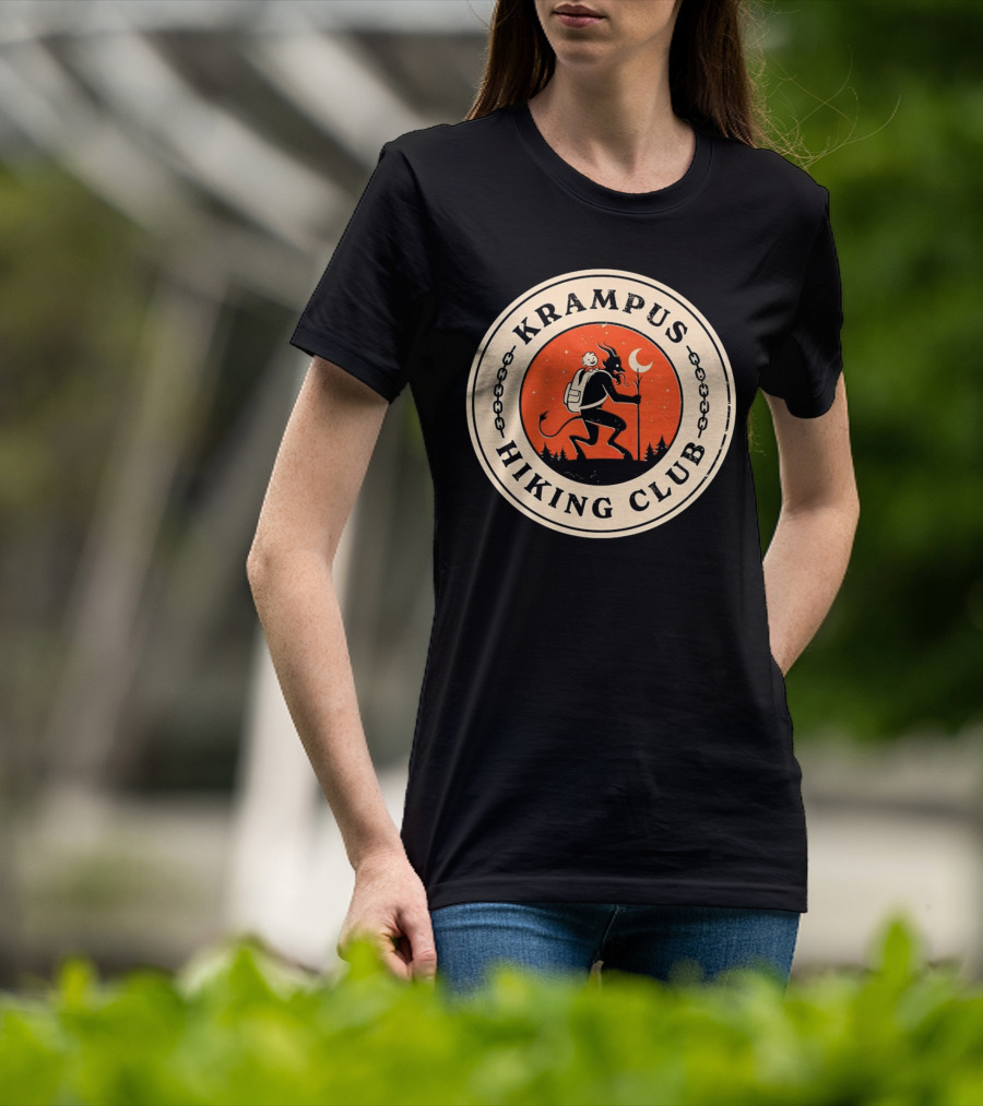 Krampus Hiking Club Moonlit Forest Adventure T-Shirt