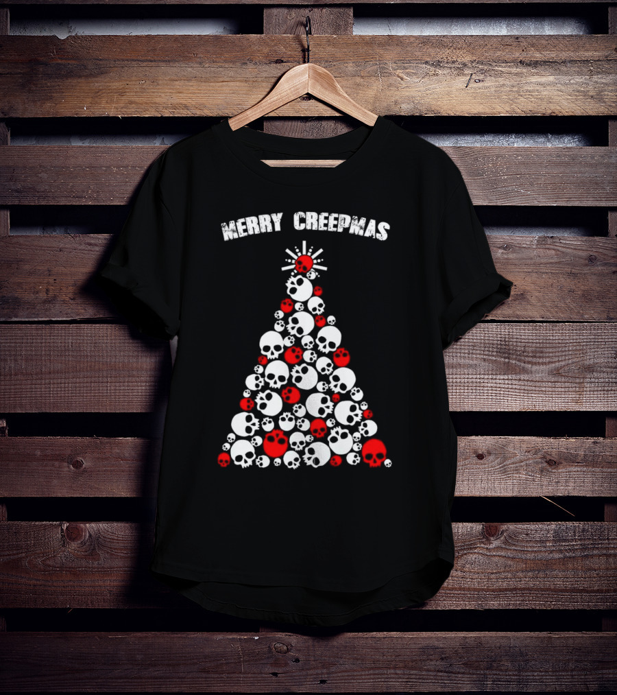 Merry Creepmas Skull Christmas Tree T-Shirt