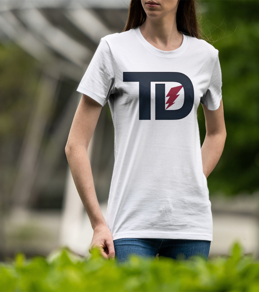TD Logo With Red Lightning Bolt Tank Dell Houston Texans Football T-Shirt