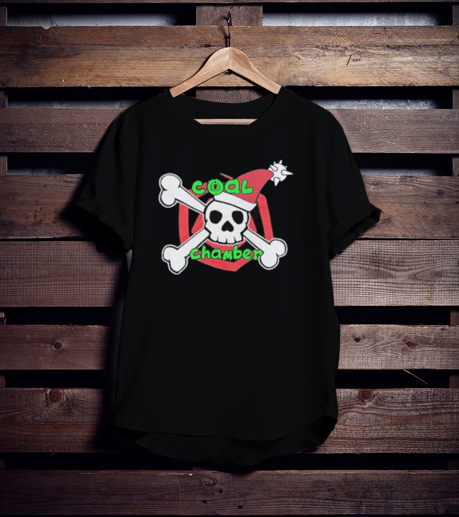 Coal Chamber Festive Skull With Santa Hat And Crossbones T-Shirt