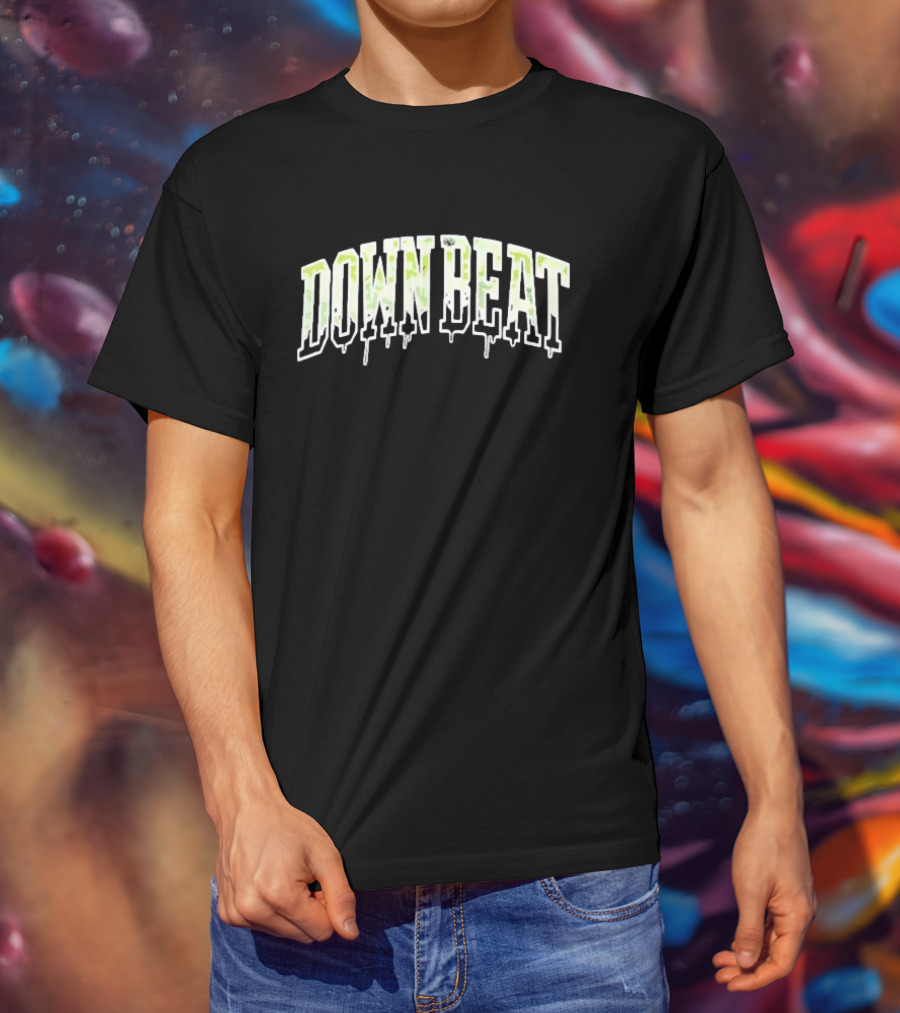 Downbeat Camo Varsity Drip Text T-Shirt