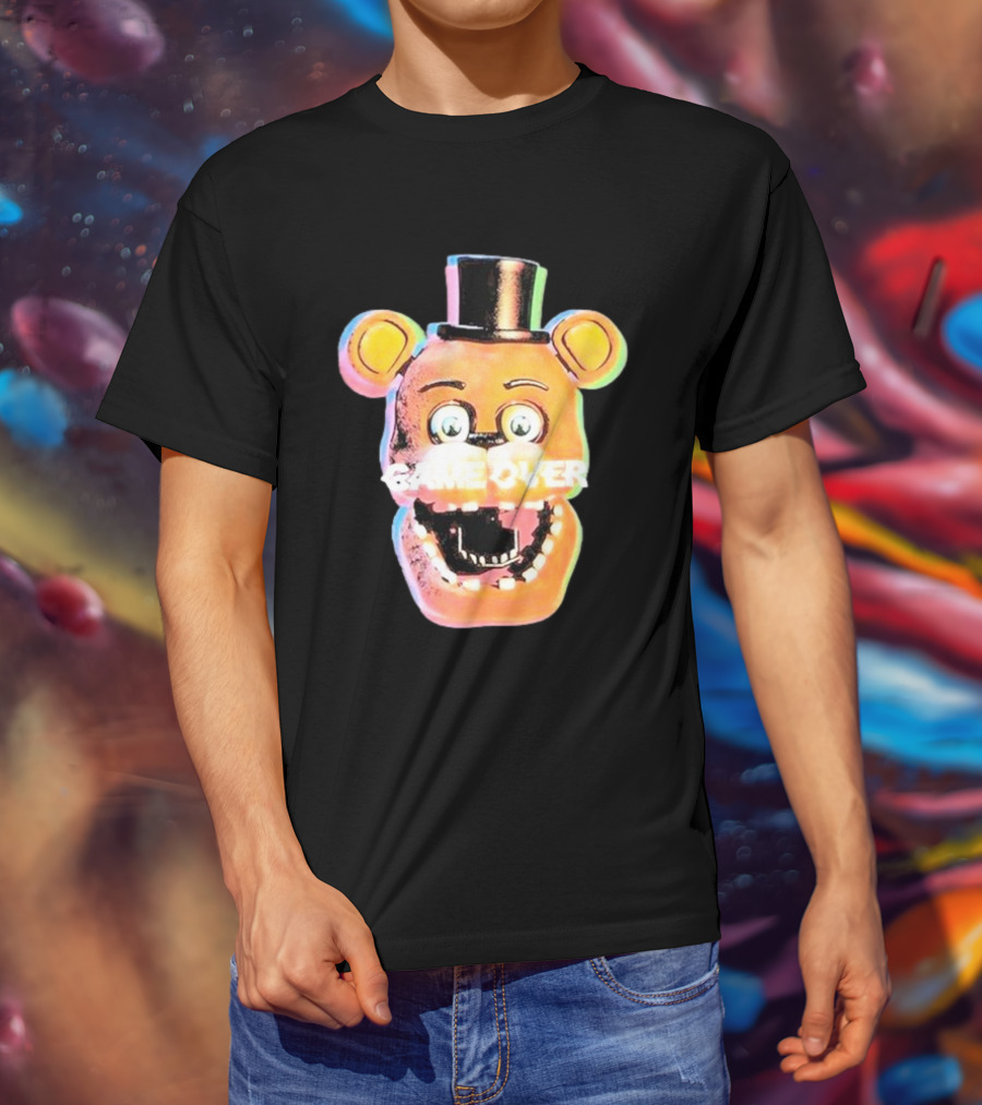 Five Nights At Freddy’s Game Over Text Freddy Head With Hat T-Shirt
