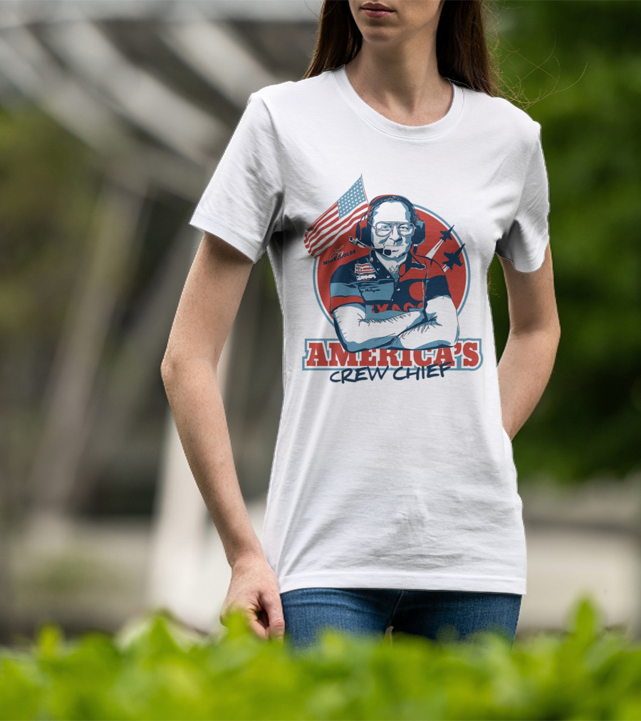 Larry McReynolds America's Crew Chief Patriotic Racing Tribute With Flag And Fighter Jets T-Shirt