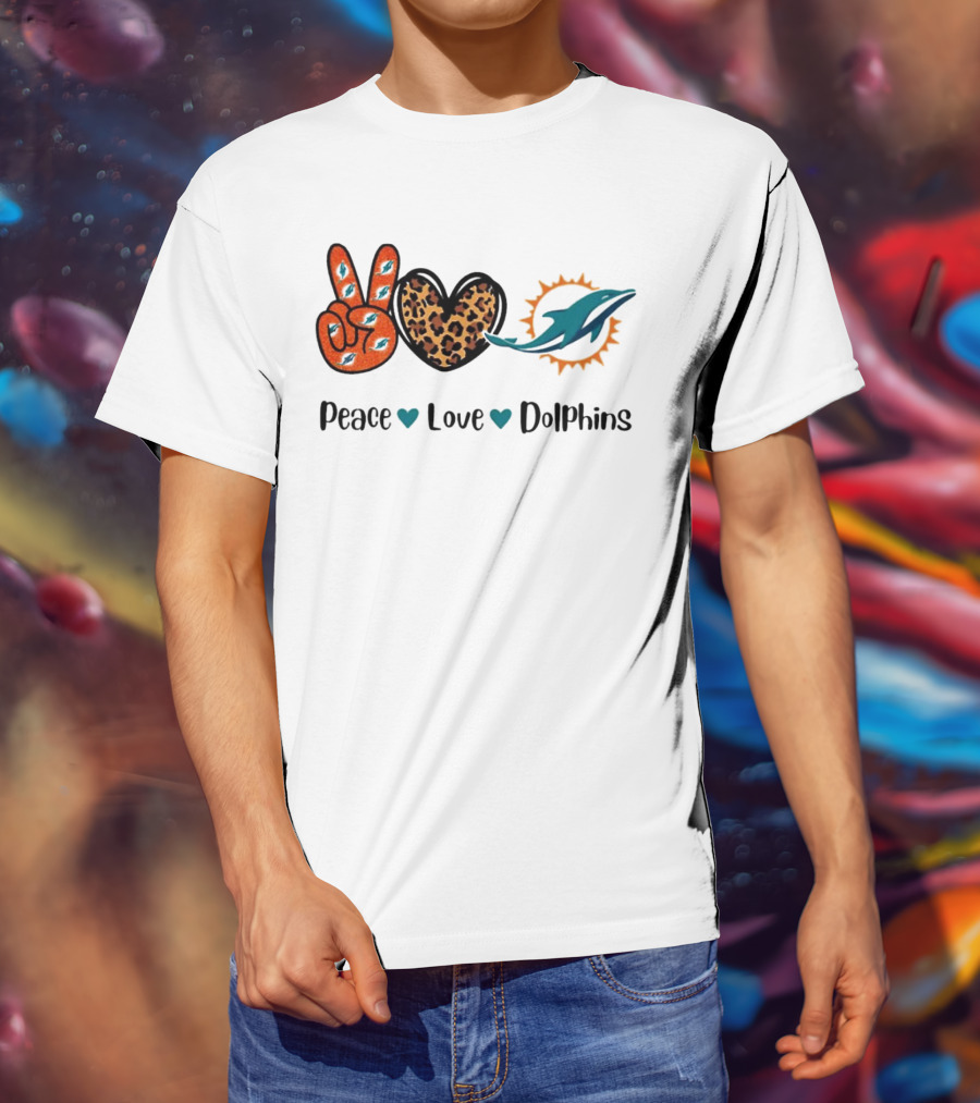 Peace Love Dolphins Miami Dolphins Football T-Shirt