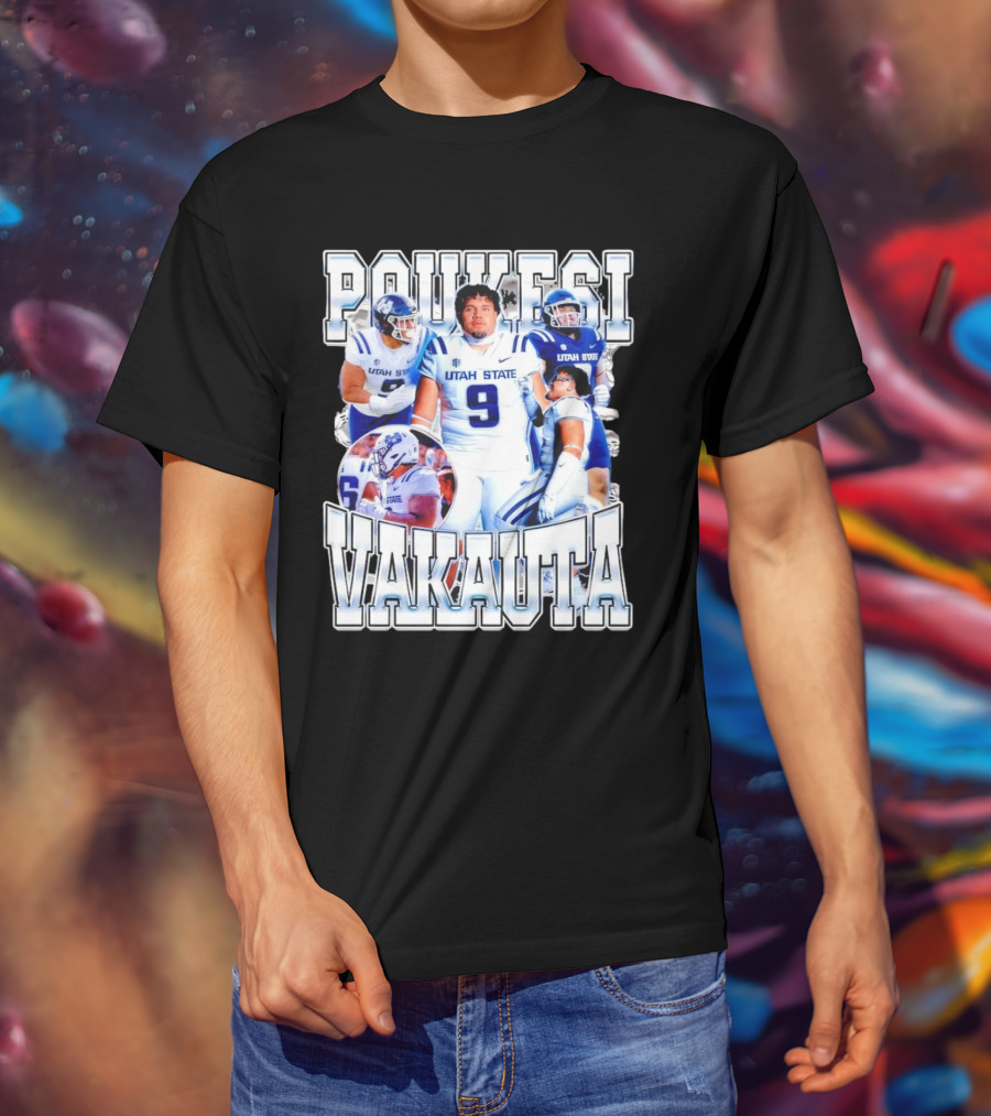 Poukesi Vakauta Utah State Aggies Football Player Number 9 T-Shirt