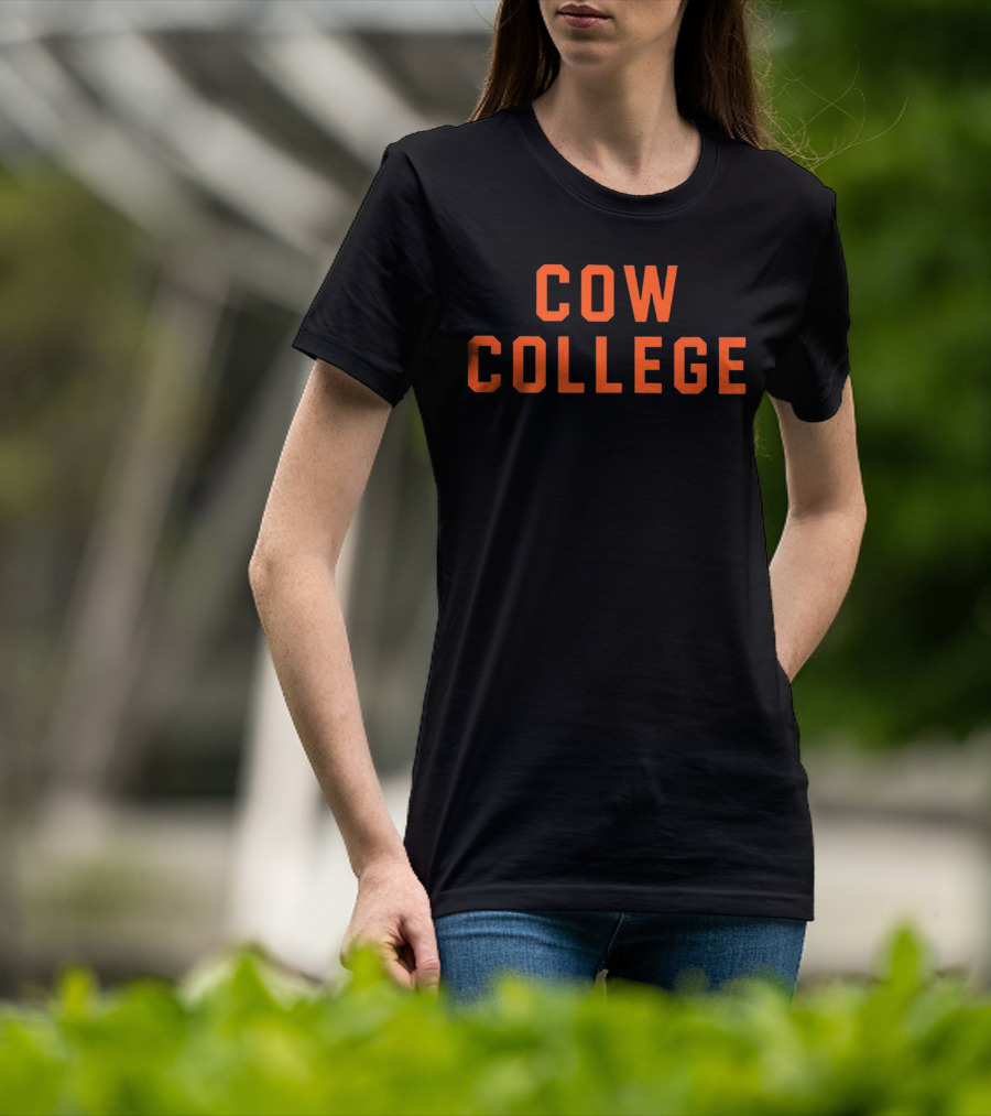 Cow College Bold Orange Text T-Shirt