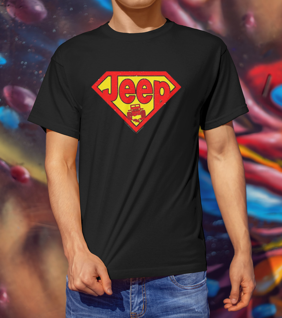Jeep Super Red Yellow Emblem Superman Style 4x4 Off-Road T-Shirt