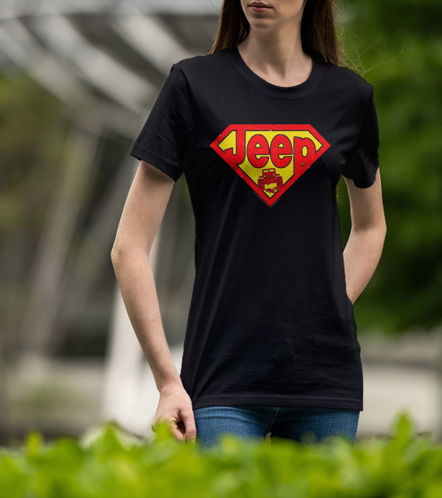 Jeep Super Red Yellow Emblem Superman Style 4x4 Off-Road T-Shirt