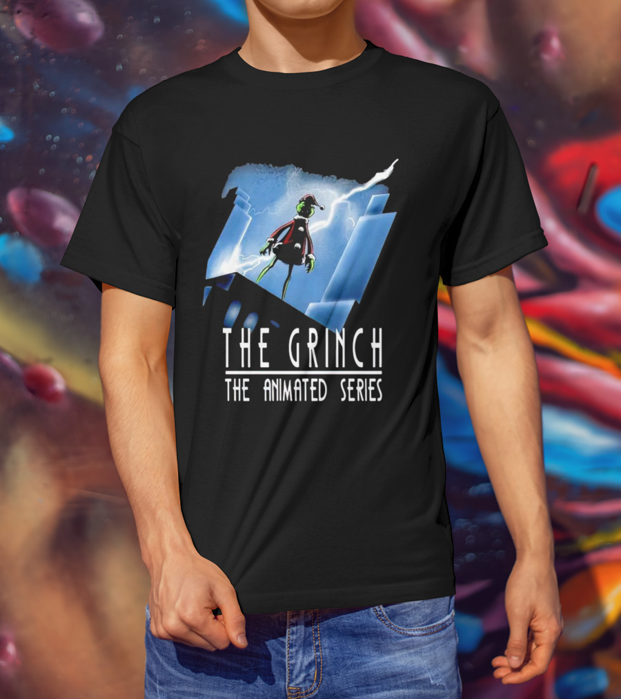 The Grinch Striking Pose Under Lightning In The Animated Series T-Shirt