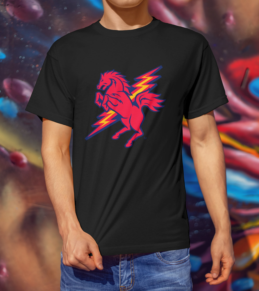 St. John's Red Storm Thunder Horse Lightning Bolt T-Shirt
