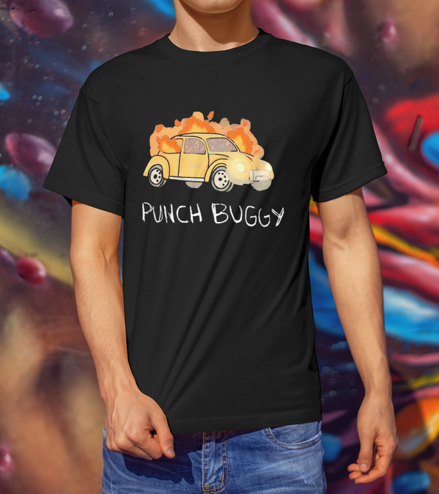 Punch Buggy Car On Fire Iconic Flames Image T-Shirt