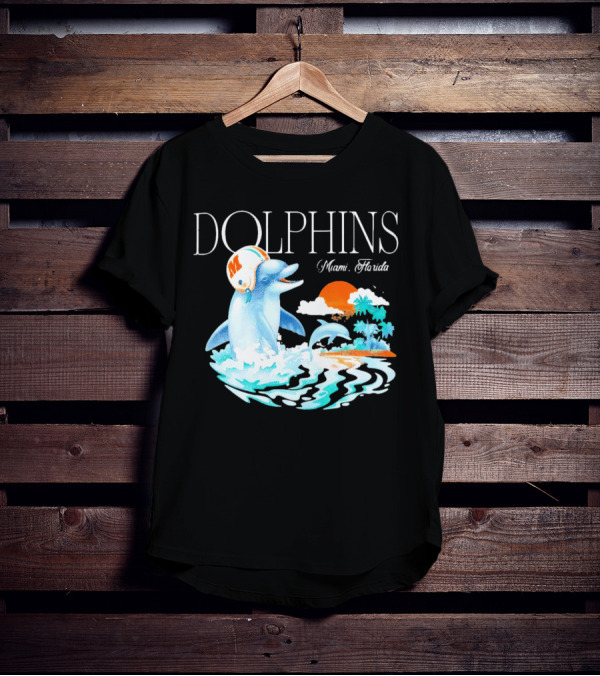 Miami Dolphins Florida Palm Sunset Retro Wave T-Shirt