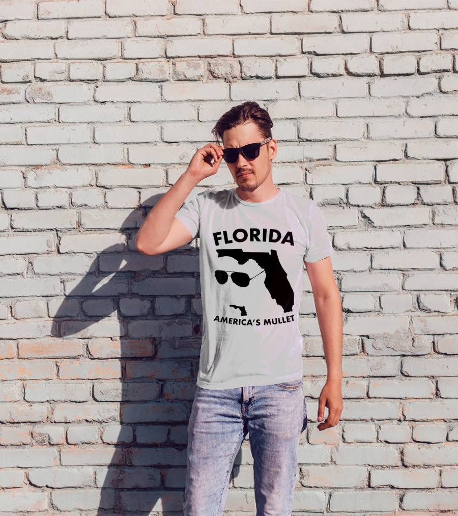 Florida America's Mullet Sunglasses State Outline T-Shirt