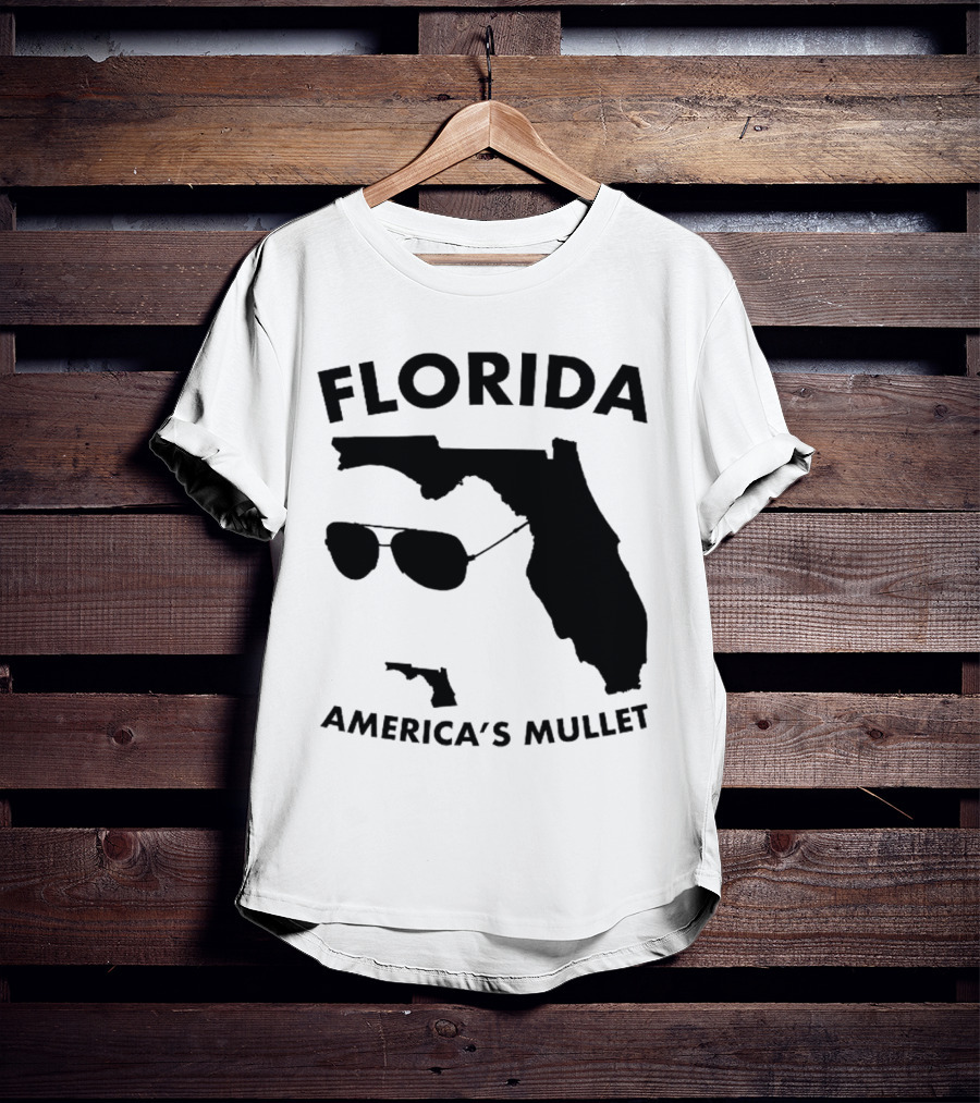 Florida America's Mullet Sunglasses State Outline T-Shirt
