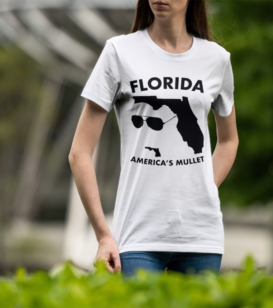 Florida America's Mullet Sunglasses State Outline T-Shirt
