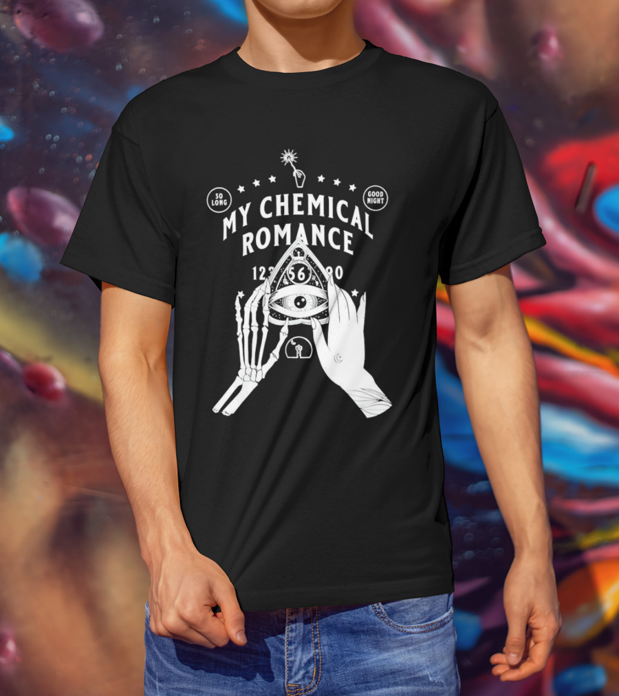 My Chemical Romance Ouija Planchette So Long Good Night Skeleton Hand 1234567890 T-Shirt