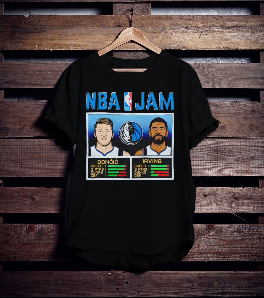NBA Jam Mavericks Luka Dončić Kyrie Irving Stats T-Shirt