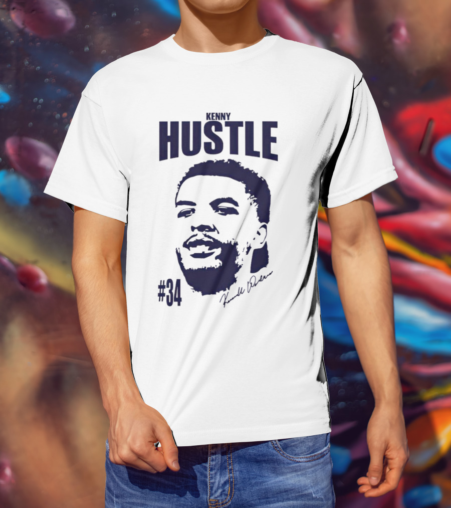 Kenny Hustle Kenrich Williams #34 Signed Face T-Shirt