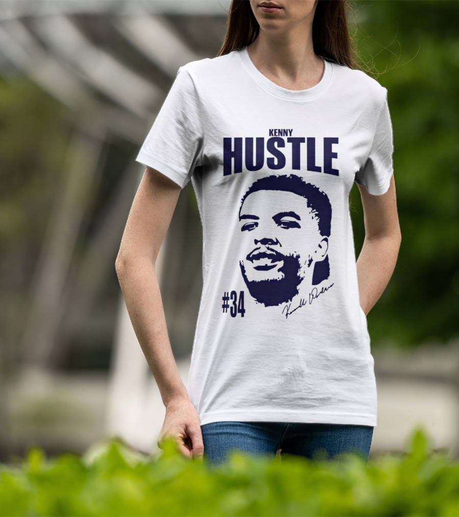 Kenny Hustle Kenrich Williams #34 Signed Face T-Shirt