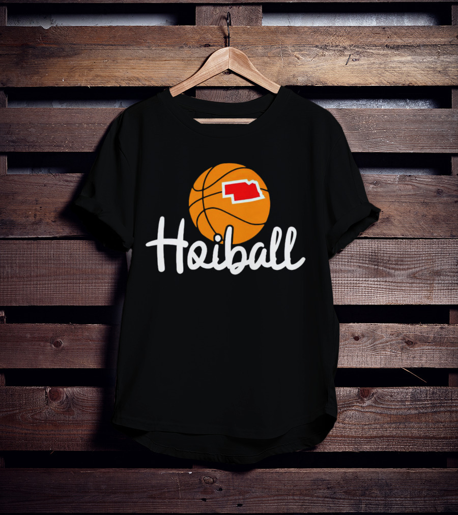 Nebraska Hoiball Basketball Icon With State Outline T-Shirt