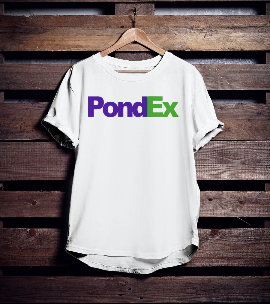 PondEx Bold Purple Green Text T-Shirt