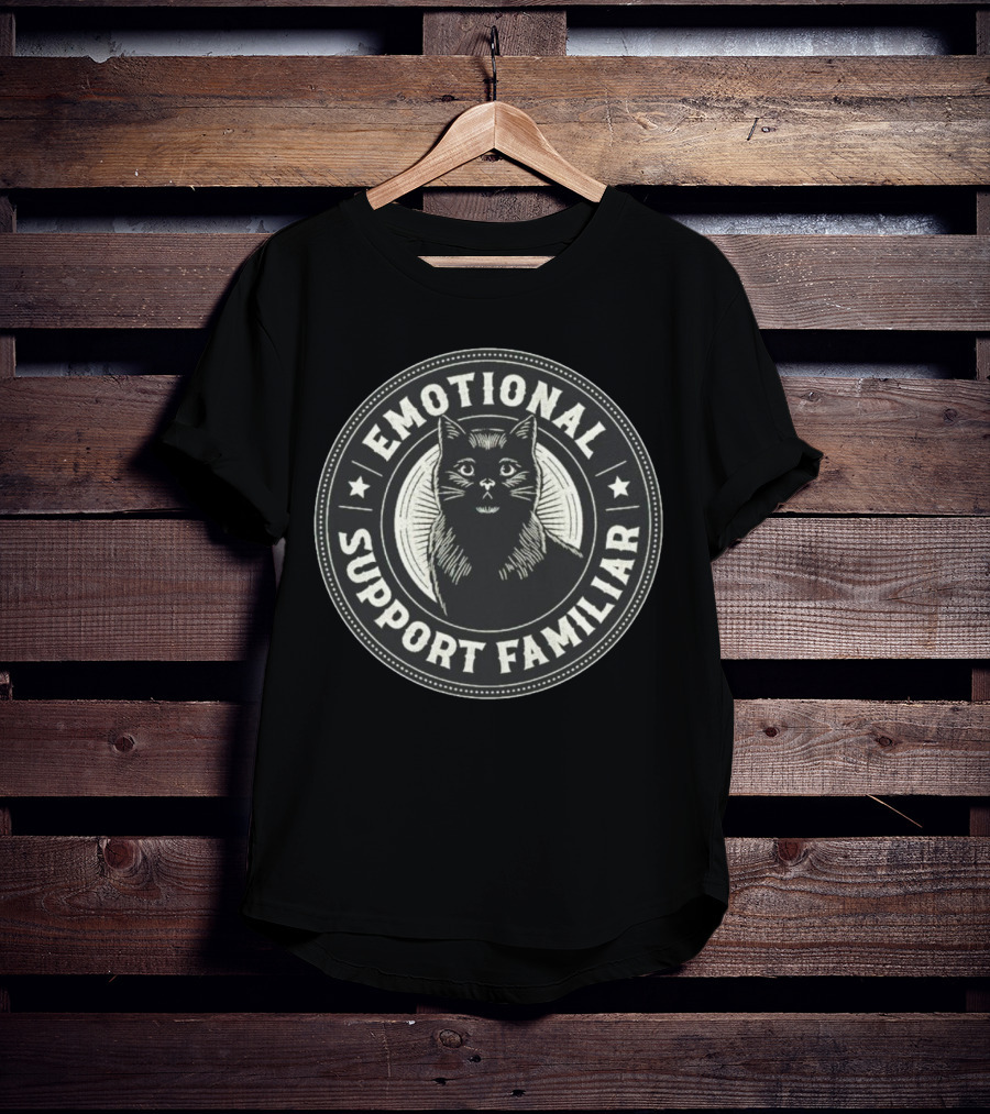 Emotional Support Familiar Black Cat T-Shirt