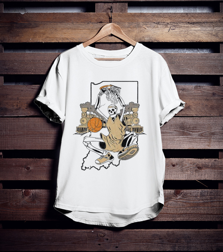 Purdue Boilermakers Basketball Skeleton Dunking Locomotive Indiana T-Shirt