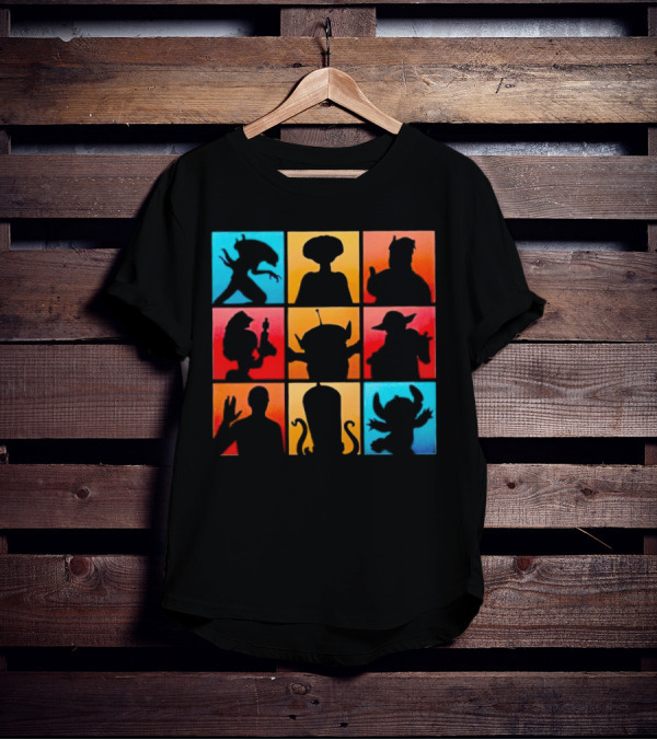 The Alien Gang Iconic Pop Culture Sci-Fi Silhouettes Compilation T-Shirt