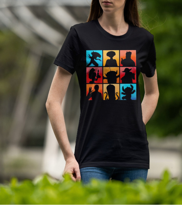 The Alien Gang Iconic Pop Culture Sci-Fi Silhouettes Compilation T-Shirt