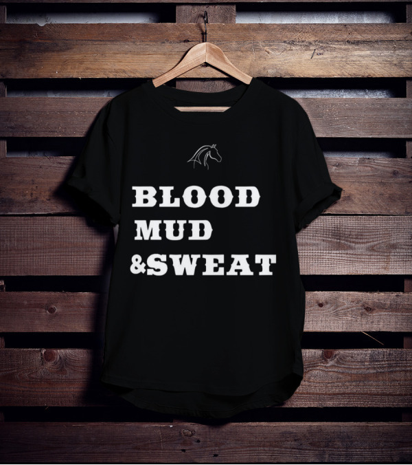 Blood Mud And Sweat Thoroughbred Horse Head T-Shirt