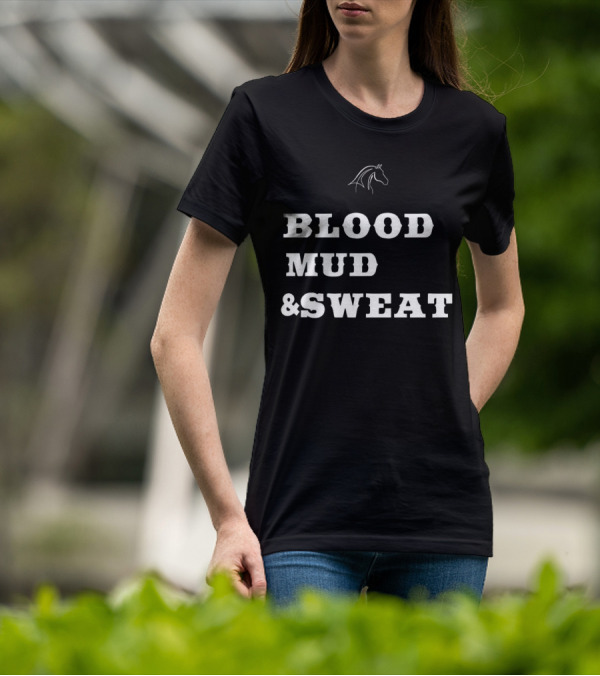 Blood Mud And Sweat Thoroughbred Horse Head T-Shirt