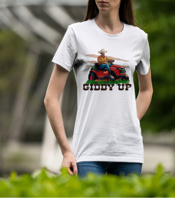 Giddy Up Cowboy On Lawn Mower T-Shirt