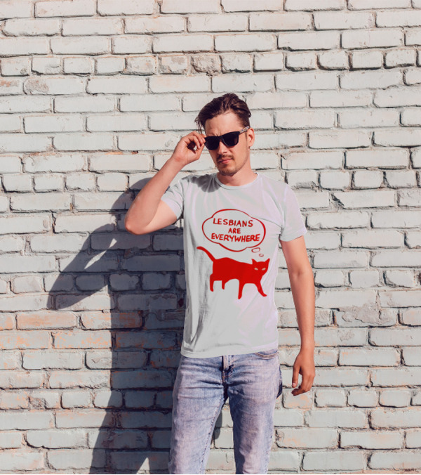 Lesbians Are Everywhere Red Cat T-Shirt
