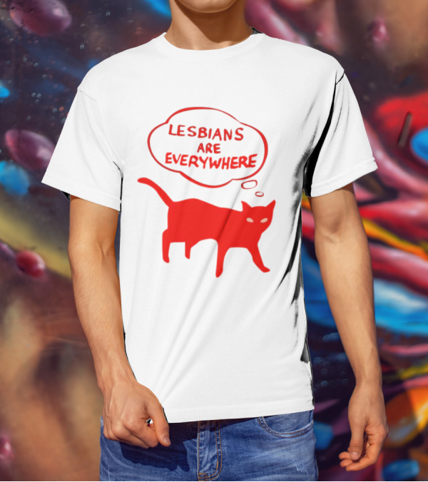 Lesbians Are Everywhere Red Cat T-Shirt