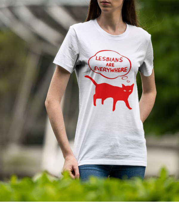 Lesbians Are Everywhere Red Cat T-Shirt