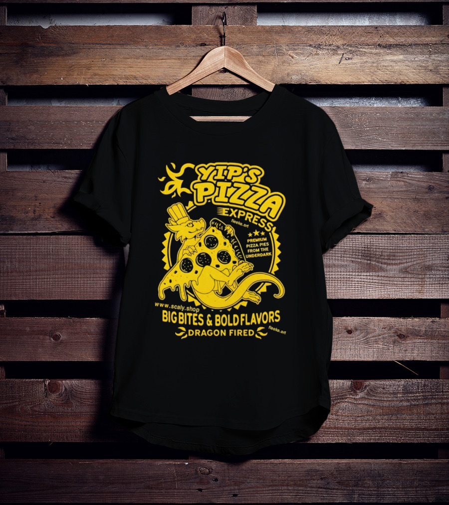 Yip's Pizza Express Dragon Fired Big Bites And Bold Flavors Premium Pizza Pies From The Underdark T-Shirt