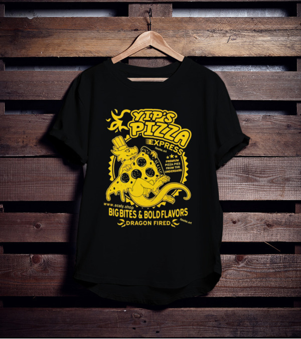 Yip's Pizza Express Dragon Fired Big Bites And Bold Flavors Premium Pizza Pies From The Underdark T-Shirt