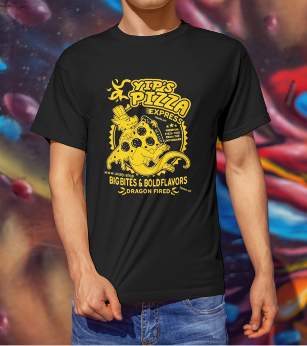 Yip's Pizza Express Dragon Fired Big Bites And Bold Flavors Premium Pizza Pies From The Underdark T-Shirt