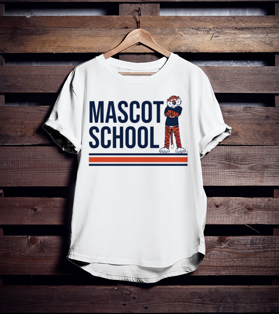 Auburn Tigers Mascot School Tiger Stripes Navy And Orange T-Shirt