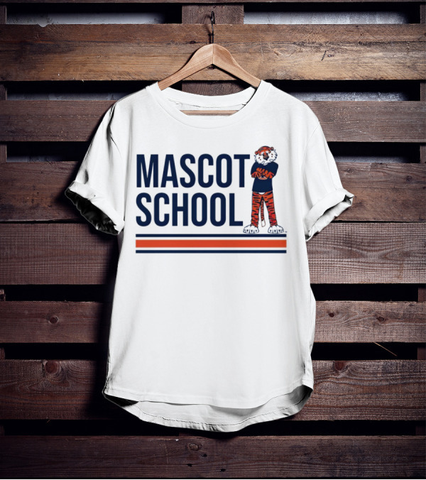 Auburn Tigers Mascot School Tiger Stripes Navy And Orange T-Shirt