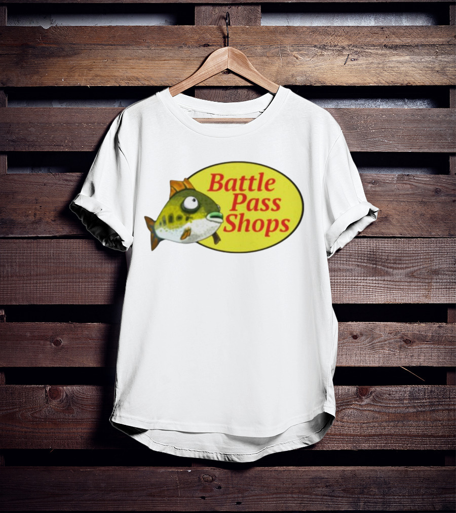 Battle Pass Shops Fish Logo Retro Inspired T-Shirt