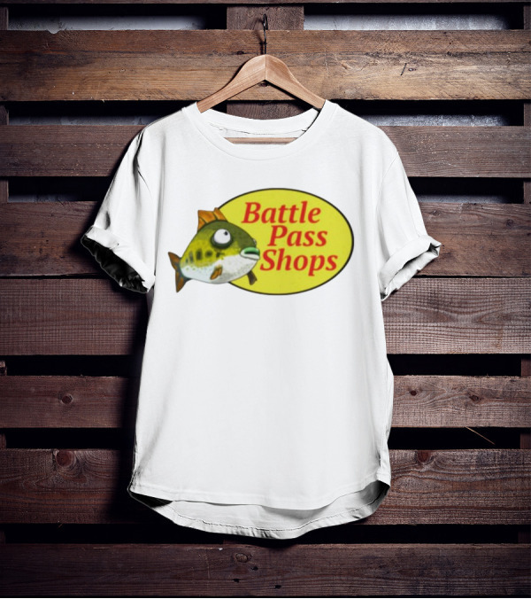 Battle Pass Shops Fish Logo Retro Inspired T-Shirt
