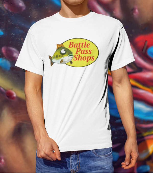 Battle Pass Shops Fish Logo Retro Inspired T-Shirt