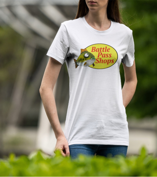 Battle Pass Shops Fish Logo Retro Inspired T-Shirt