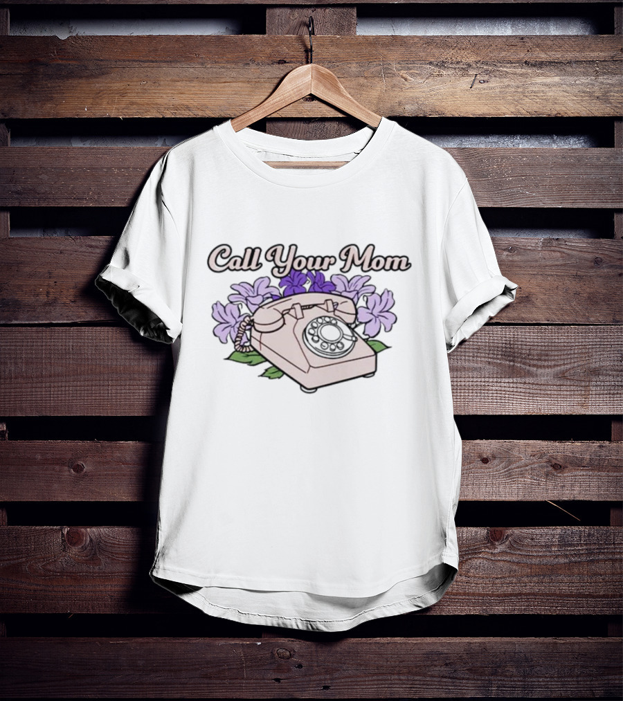 Call Your Mom Floral Vintage Telephone T-Shirt