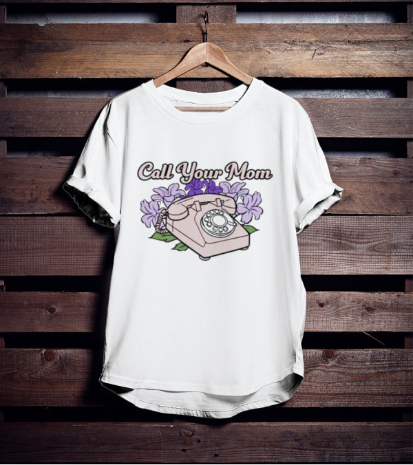 Call Your Mom Floral Vintage Telephone T-Shirt