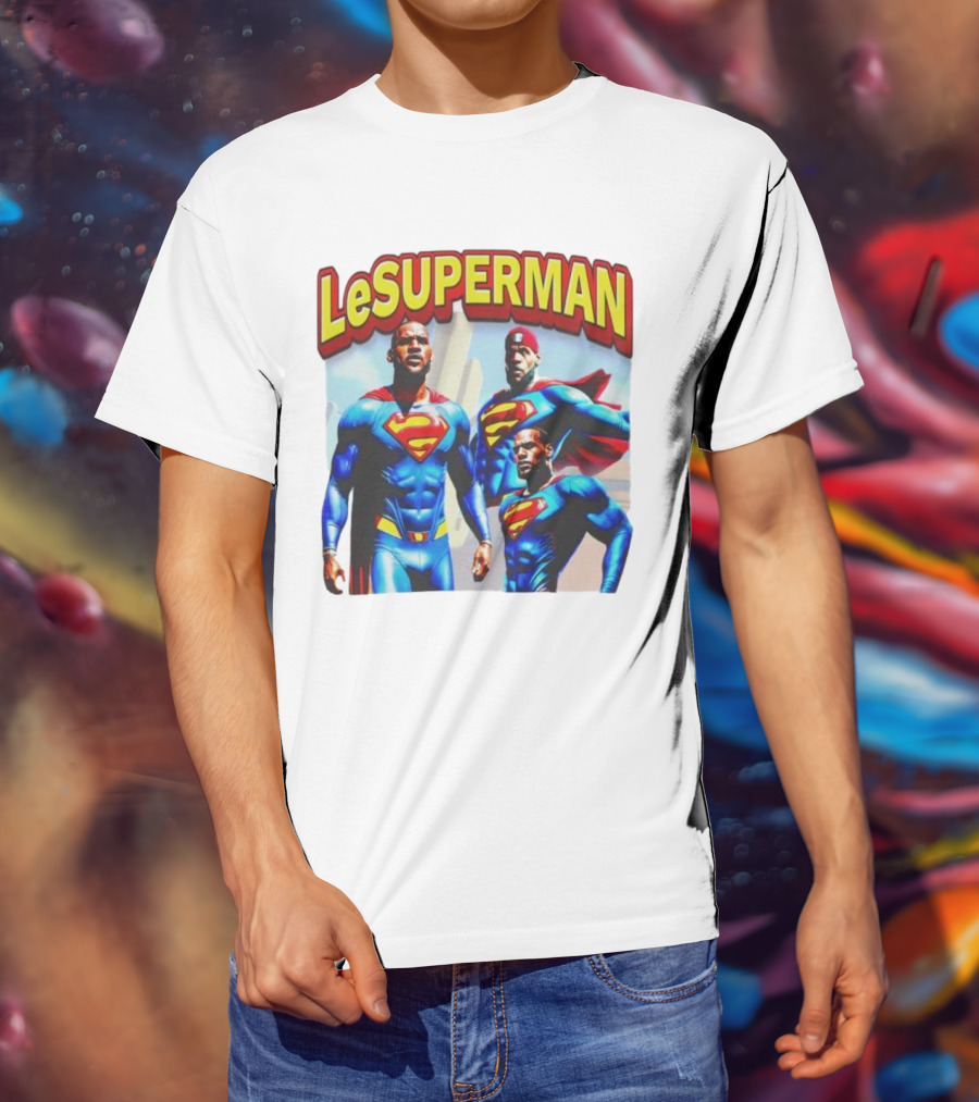 LeSuperman Lebron James Superman Trio Heroic Pose T-Shirt