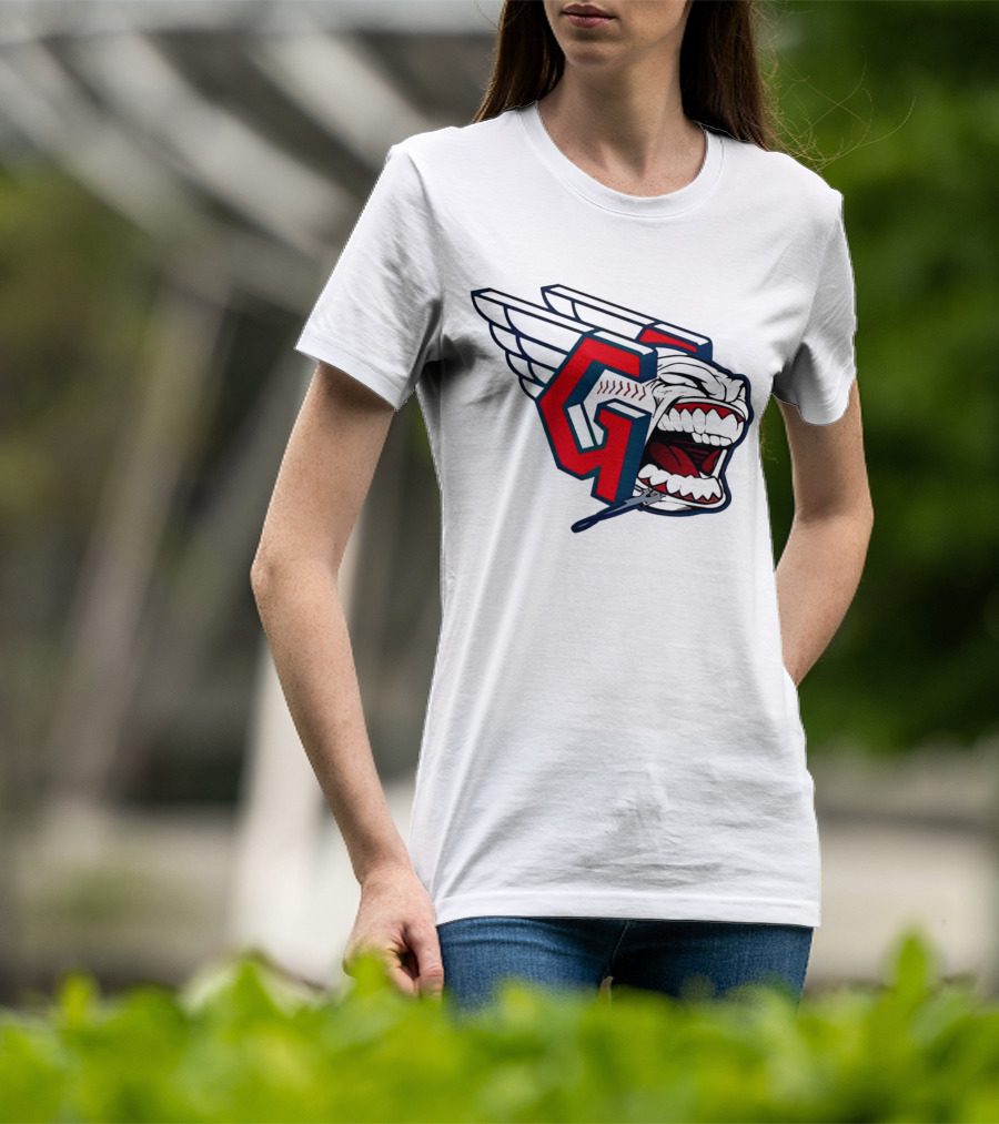 Cleveland Guardians Wings Logo With Fierce Expression T-Shirt